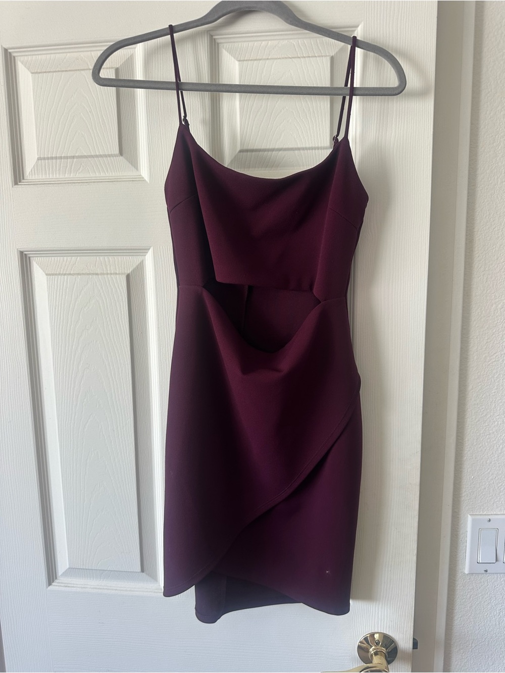 Lulu's Plum Draped Spaghetti-Strap Mini Dress
